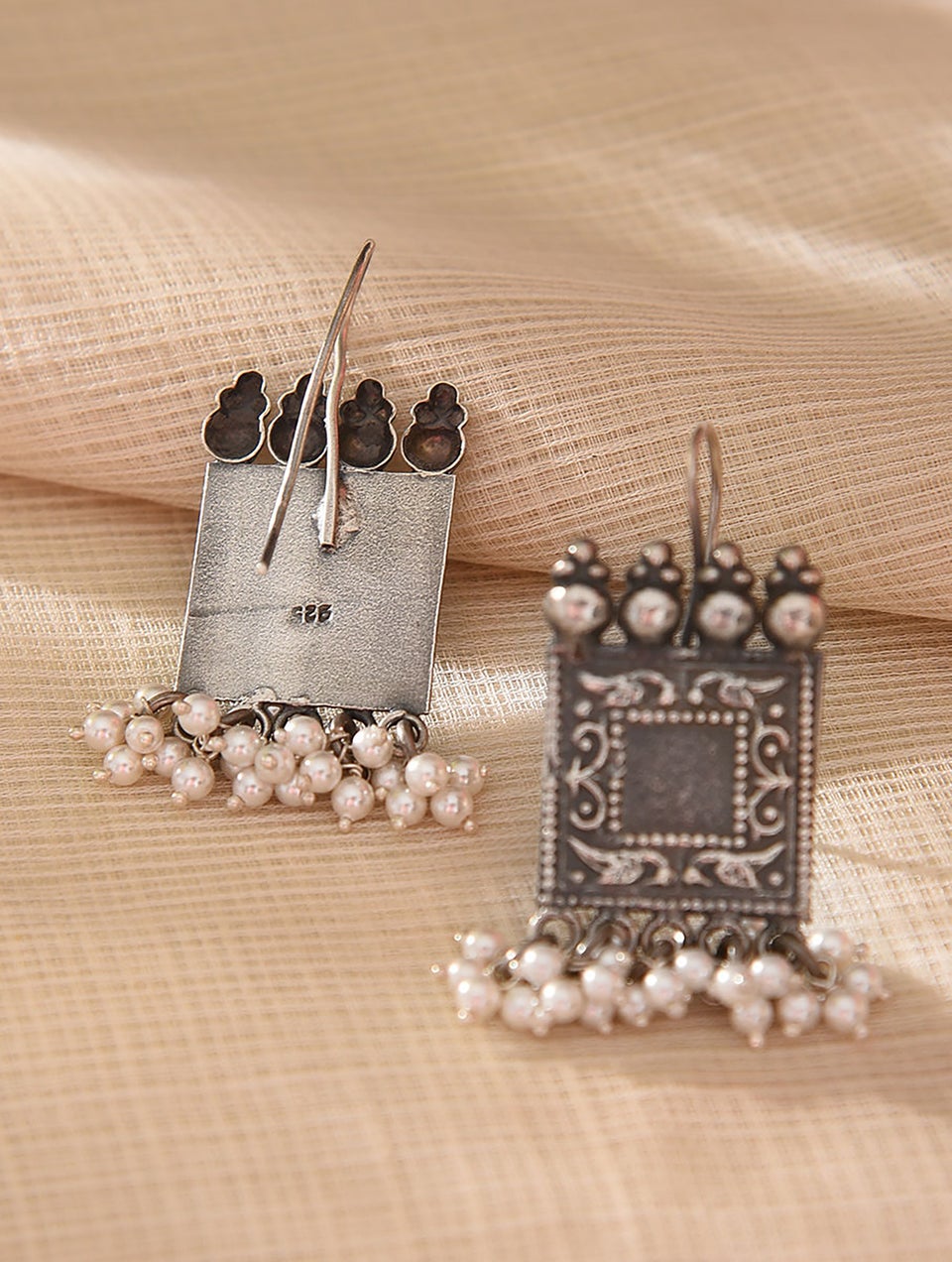 Women Tribal Silver Earrings
