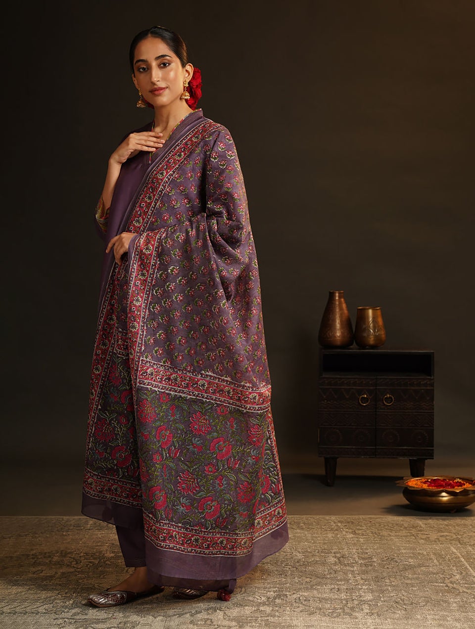 Women Multicolor Silk Cotton Dupatta