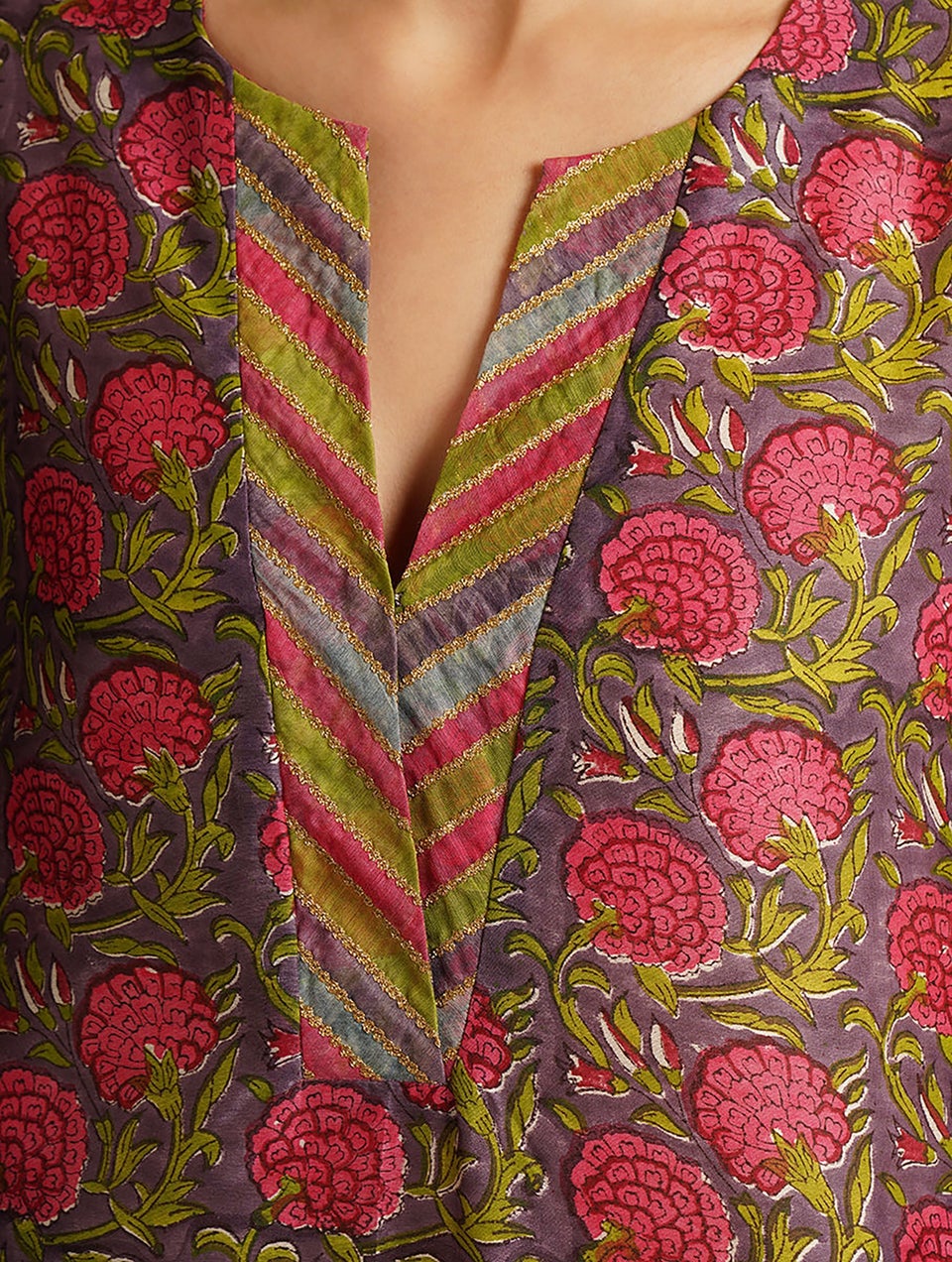 Women Multicolor Silk Cotton Kurta - XS