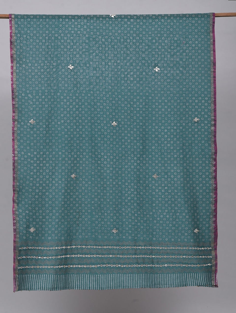 Women Blue Handwoven Gota Patti Silk Cotton Dupatta