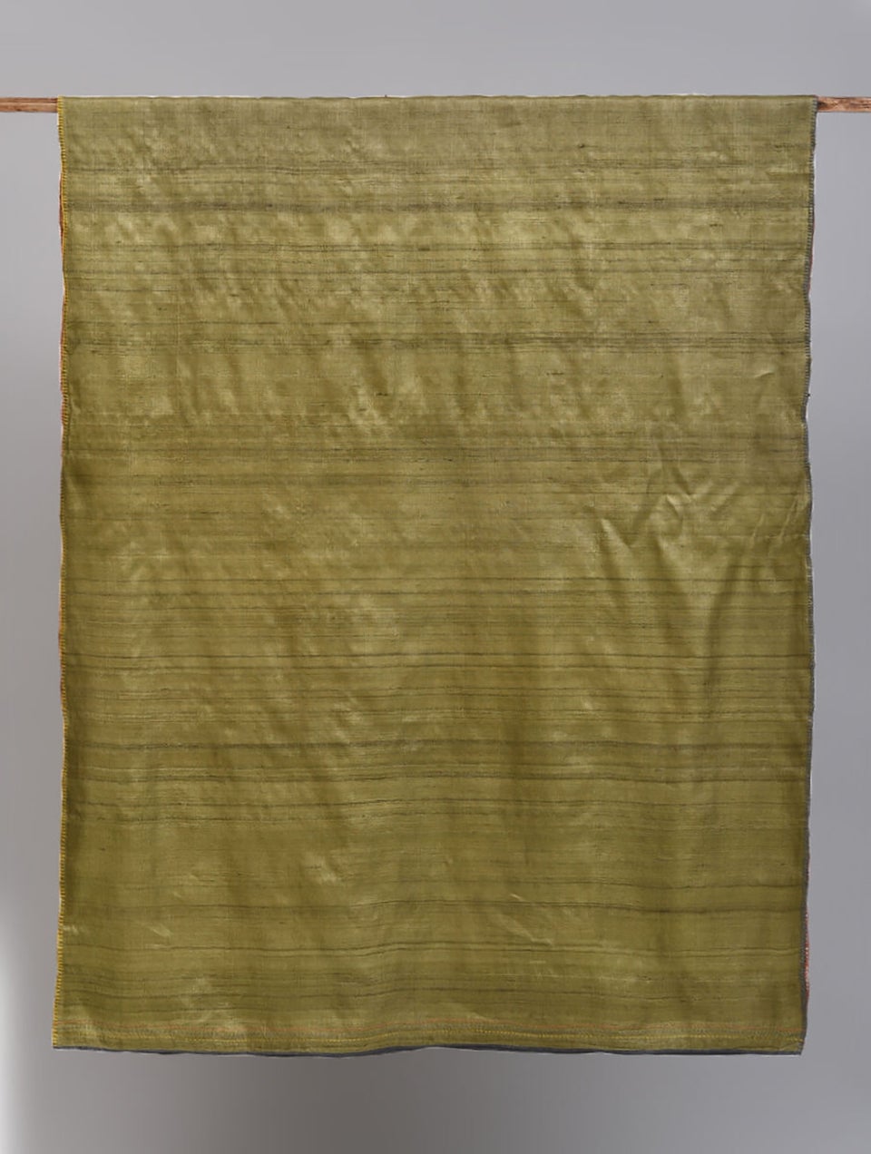 Women Olive Handwoven Tussar Silk Dupatta With Hand Embroidery