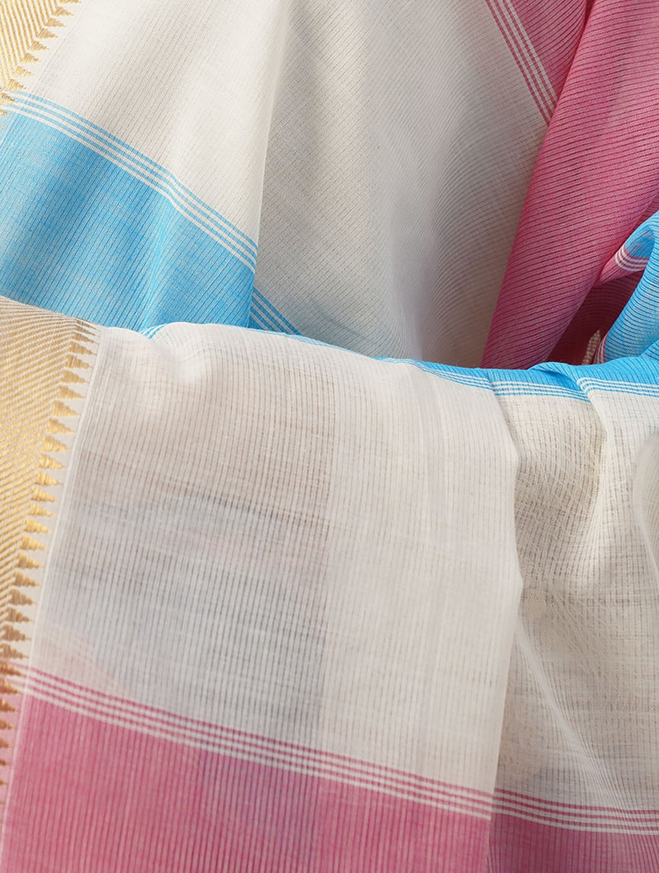 Women Pink Cotton Hand Woven Dupatta