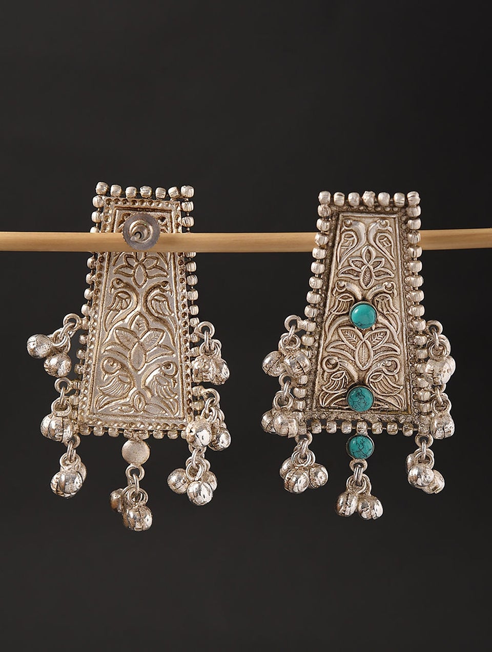 Women Silver Push Back Brass Danglers