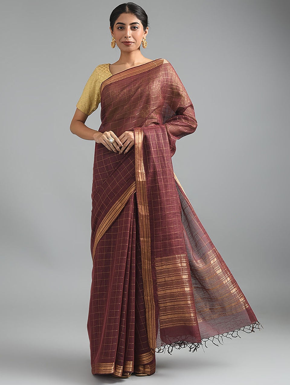 Women Maroon Handwoven Silk Cotton Saree