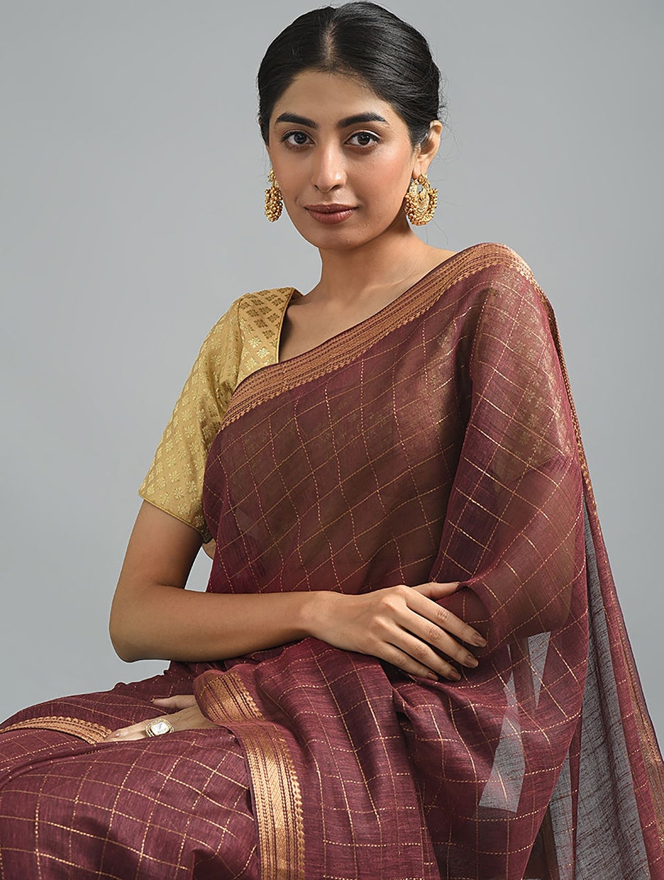 Women Maroon Handwoven Silk Cotton Saree