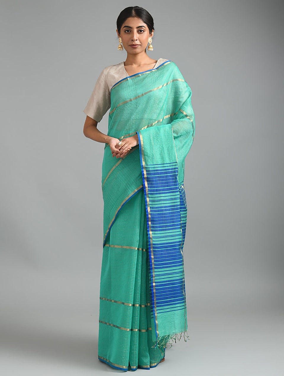 Women Green Handwoven Silk Cotton Saree