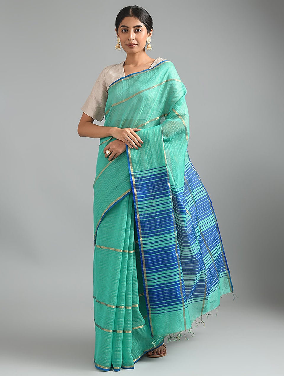 Women Green Handwoven Silk Cotton Saree
