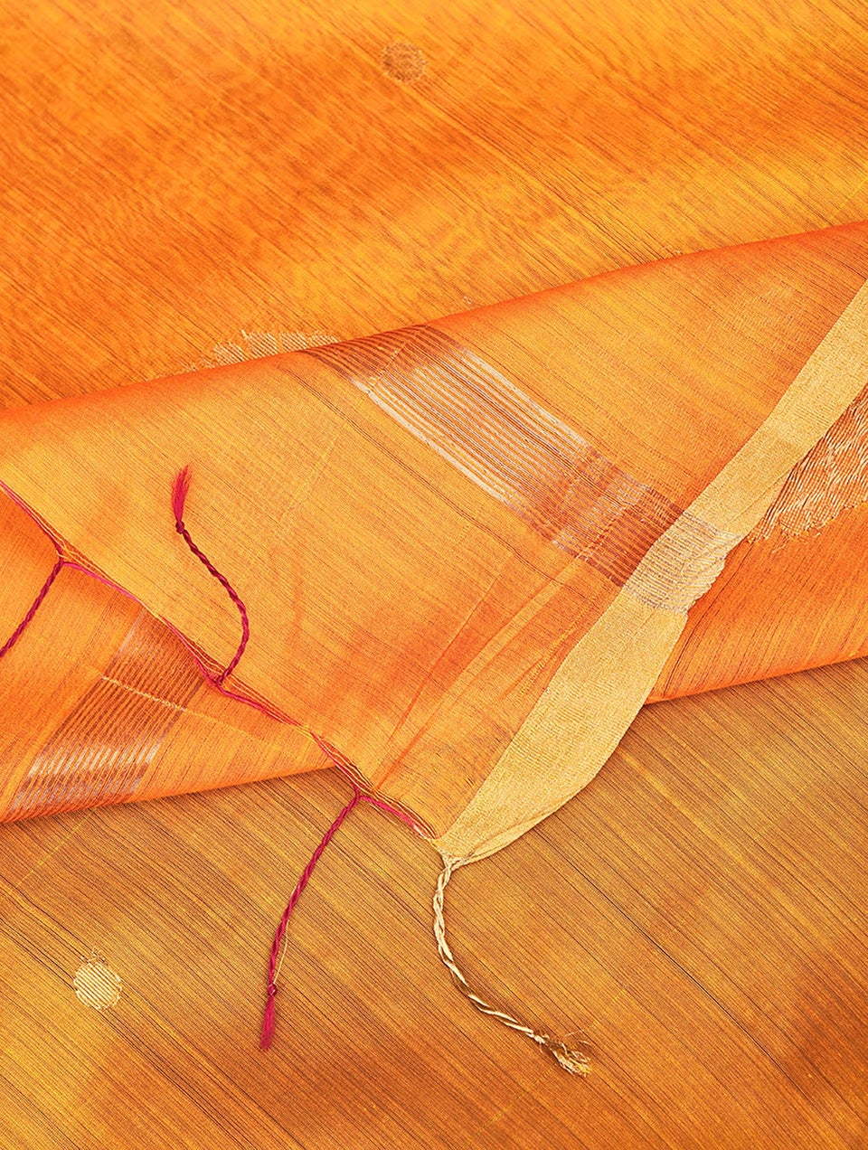 Women Orange Handwoven Silk Cotton Dupatta