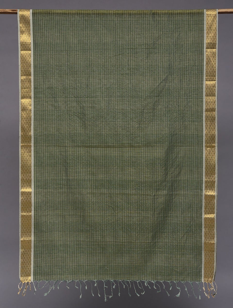 Women Green Handwoven Silk Cotton Dupatta