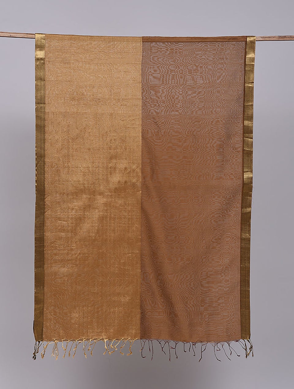 Women Brown Cotton Silk Hand Woven Dupatta