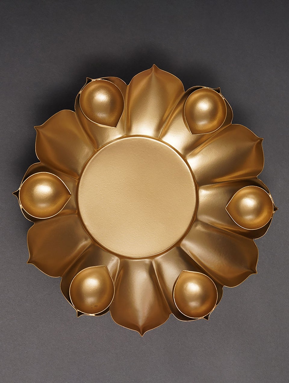 Golden Metal Lotus Shaped Tea Light Holder