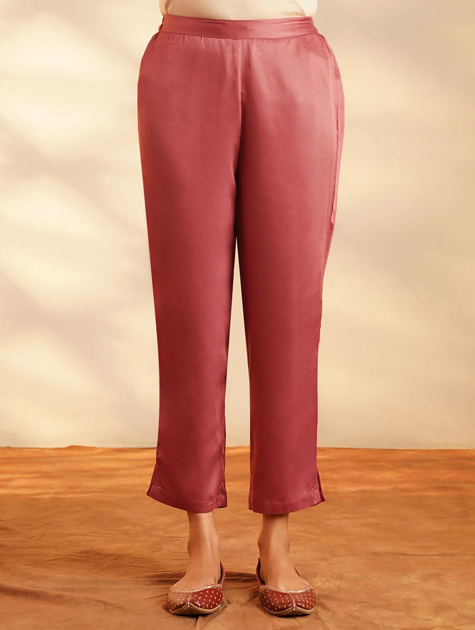 Rust Elasticated Waist Modal Pants - XS
