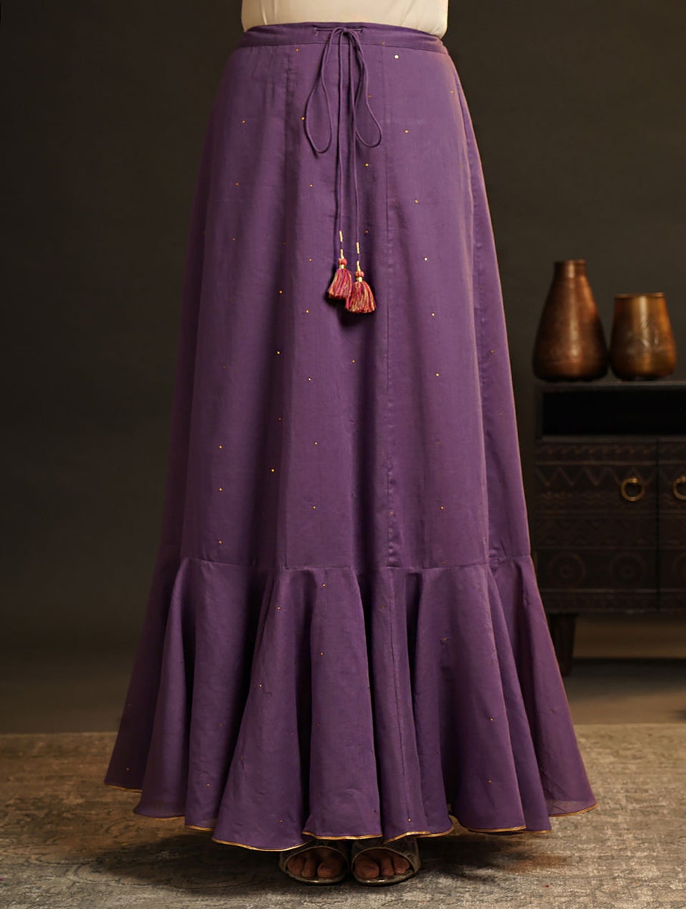 Women Purple Cotton Skirt - S-M