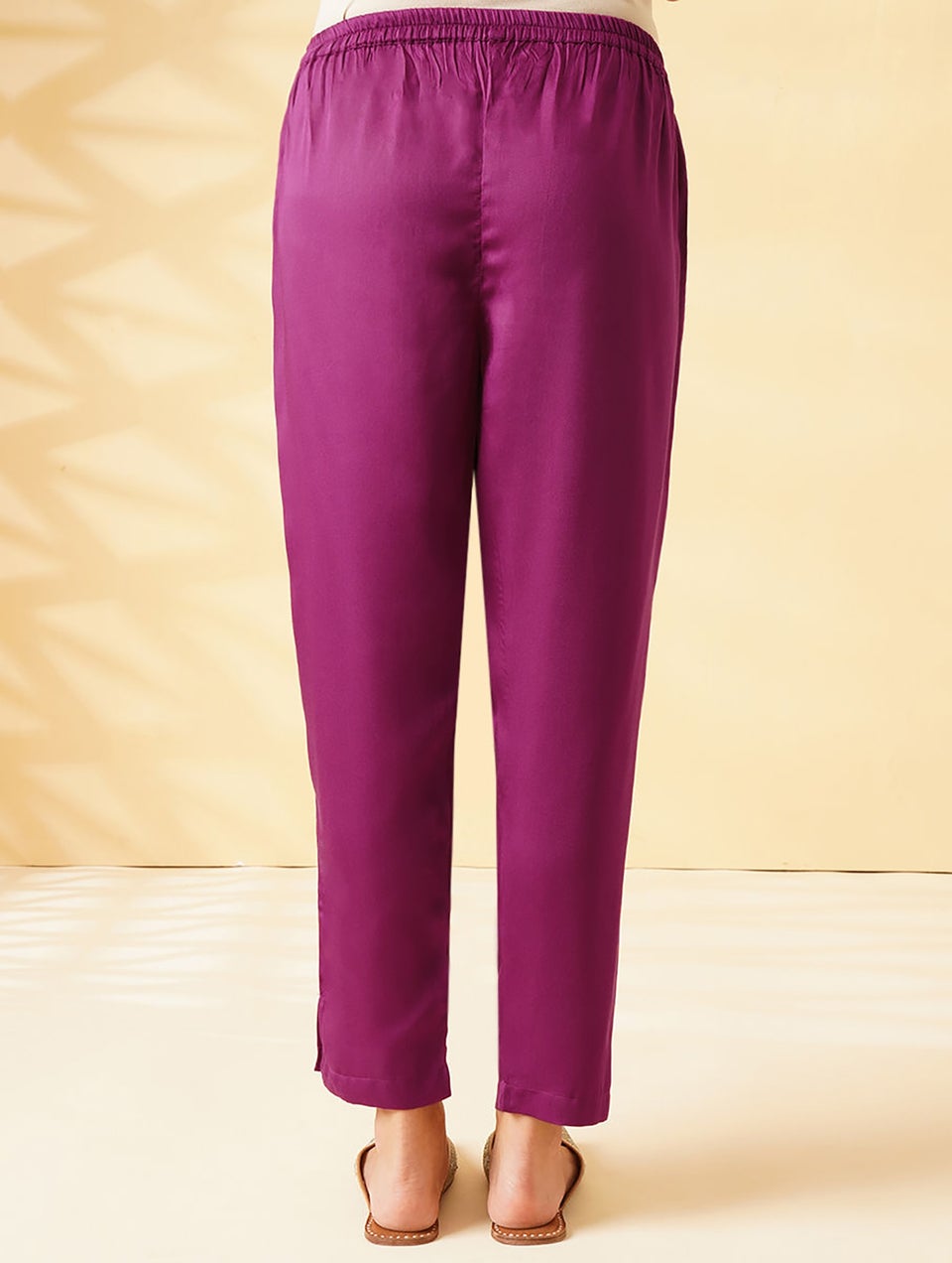 Pink Elasticated Modal Pants - XS