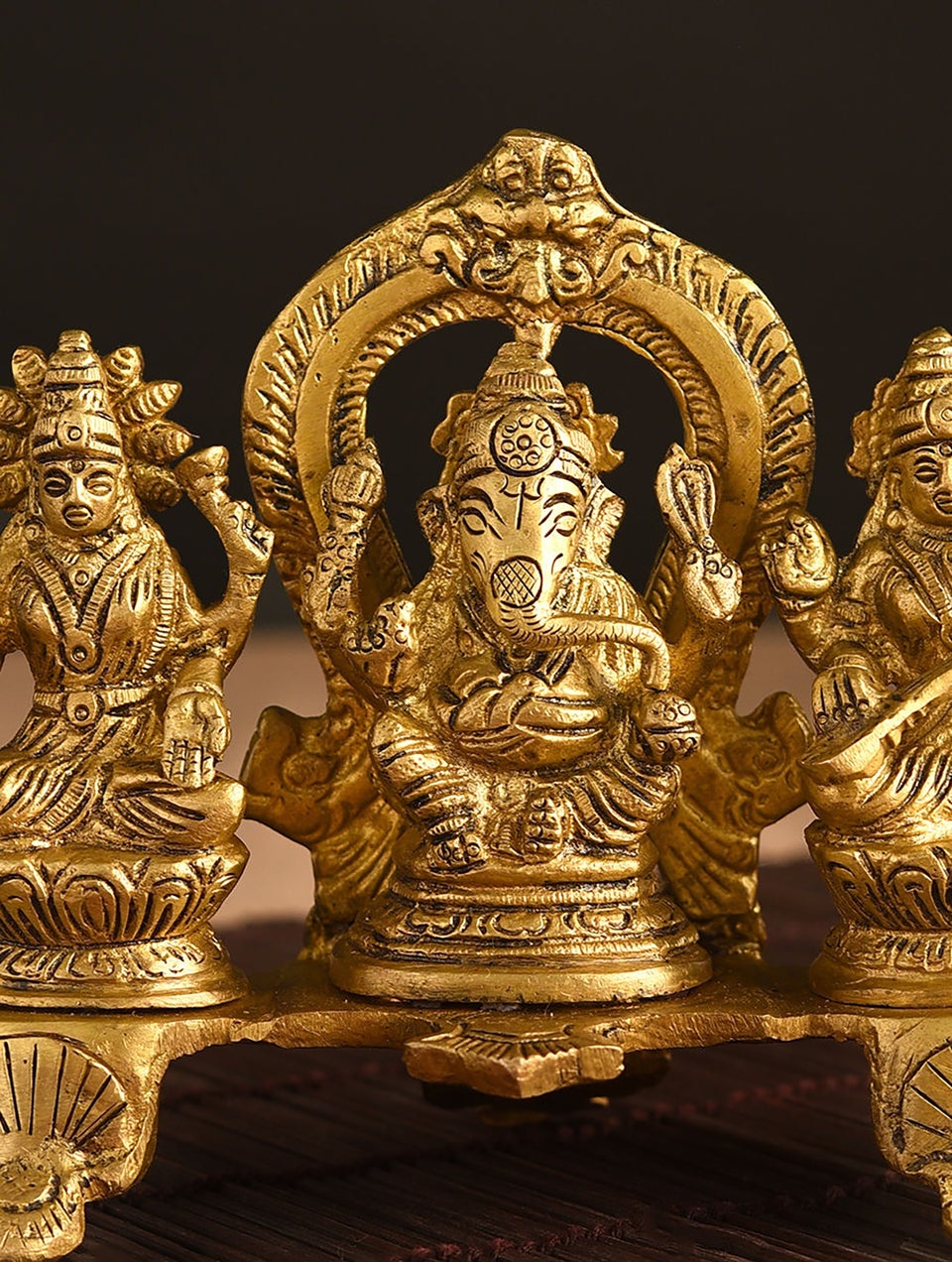 Brass Ganesh, Lakshmi And Saraswati