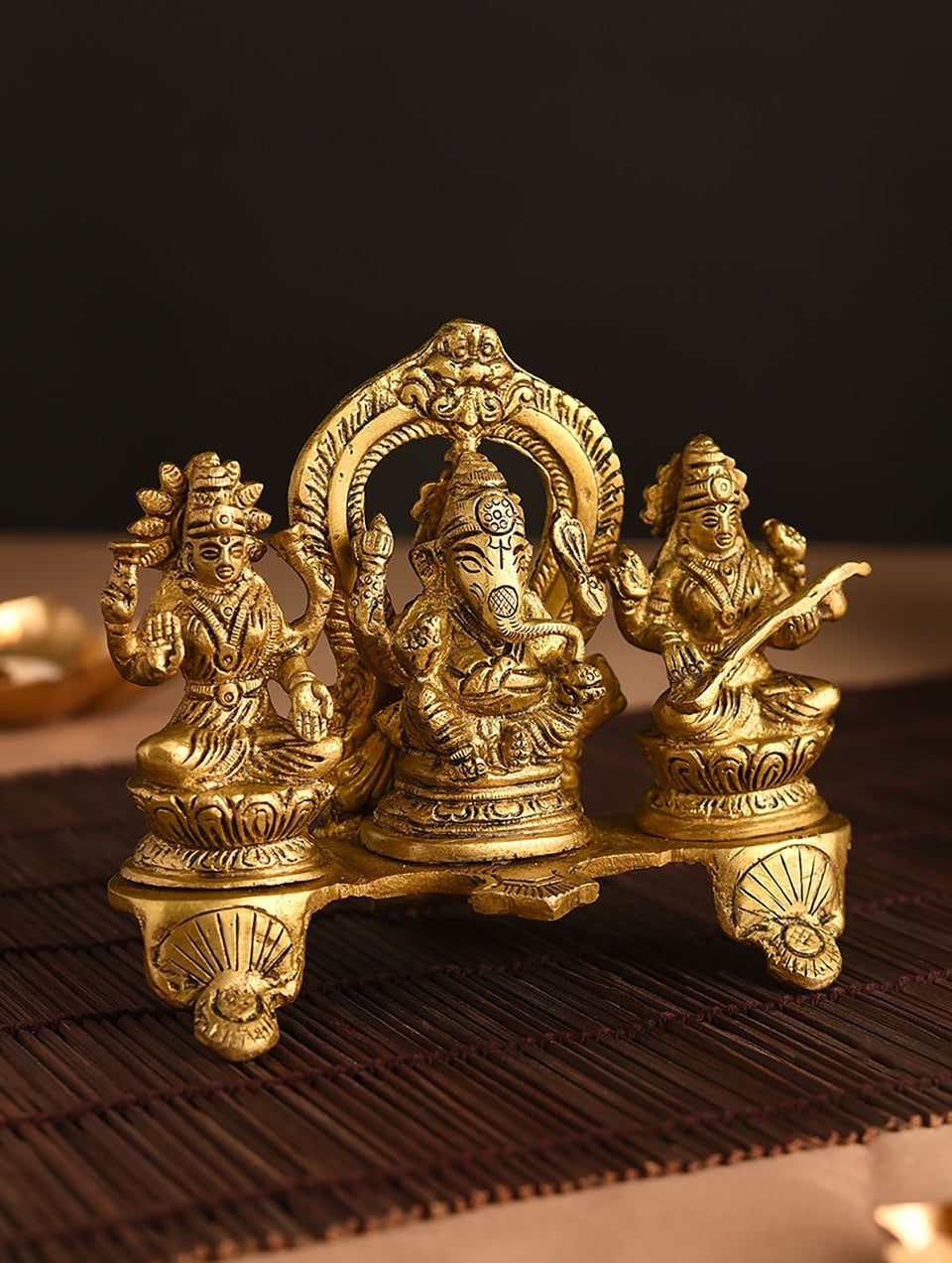 Brass Ganesh, Lakshmi And Saraswati