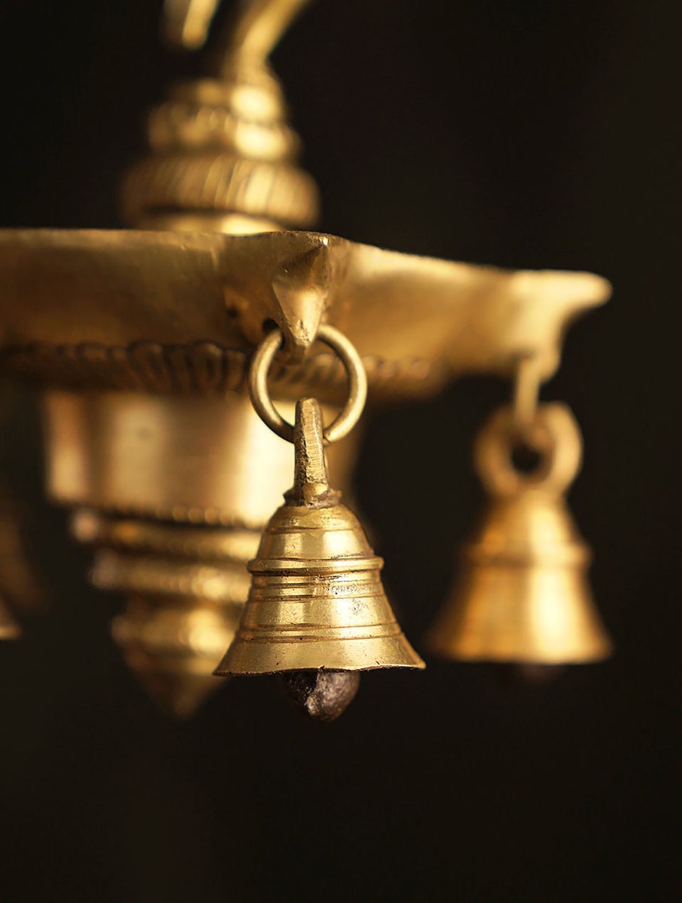 Brass Hanging Diya With 5 Bells