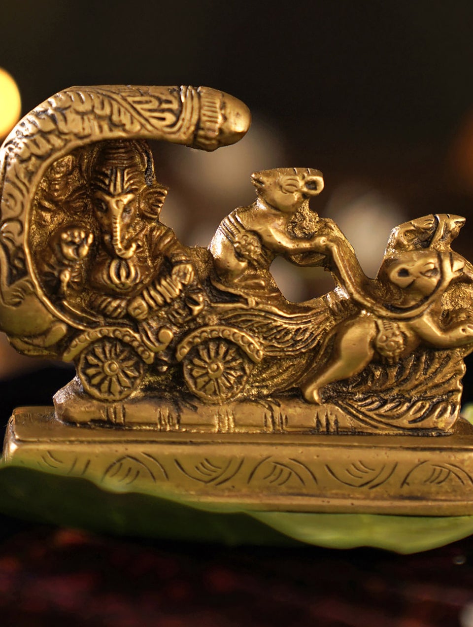 Brass Ganesha On A Chariot