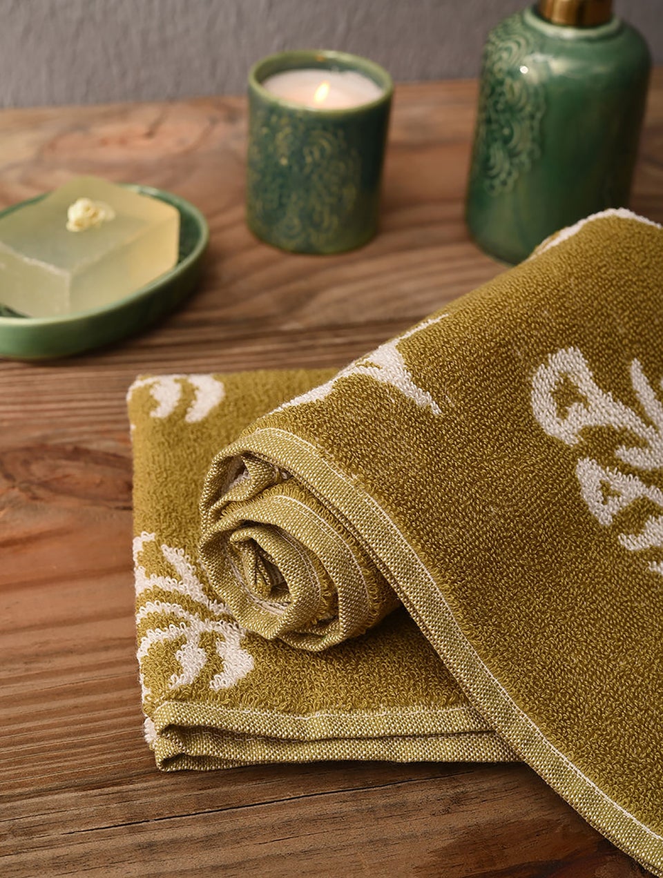 Mustard Jacquard Cotton Hand Towel