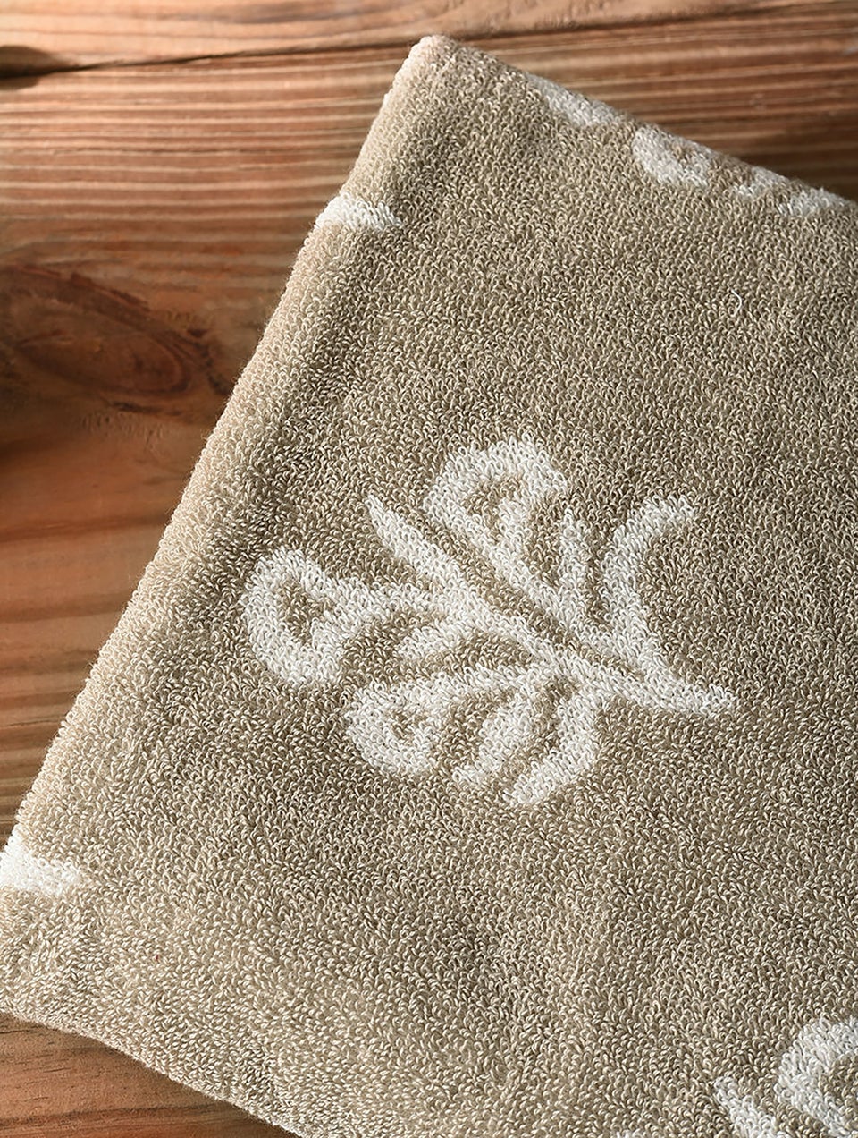Beige Jacquard Cotton Bath Towel