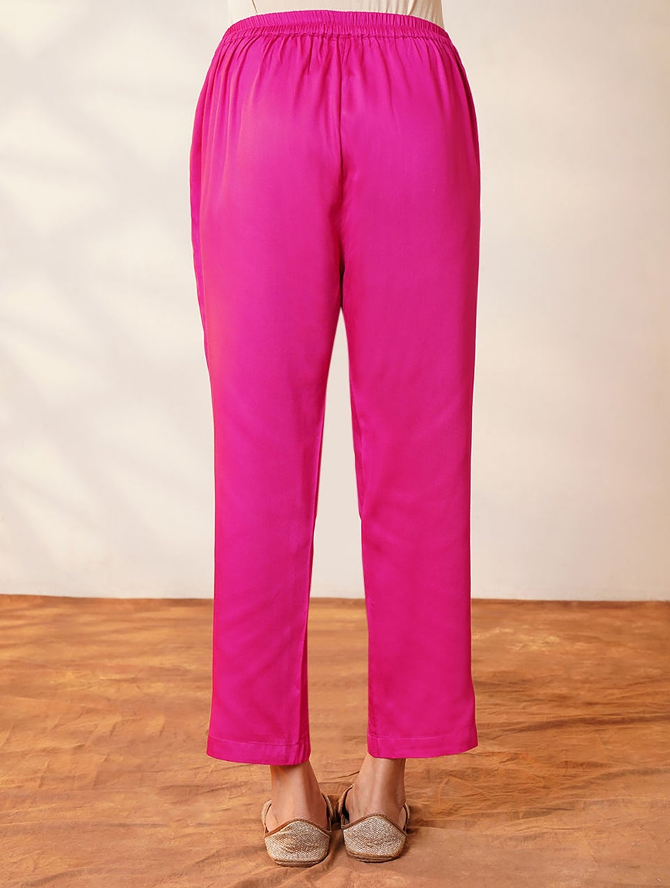 Pink Elasticated Waist Modal Pants - XS