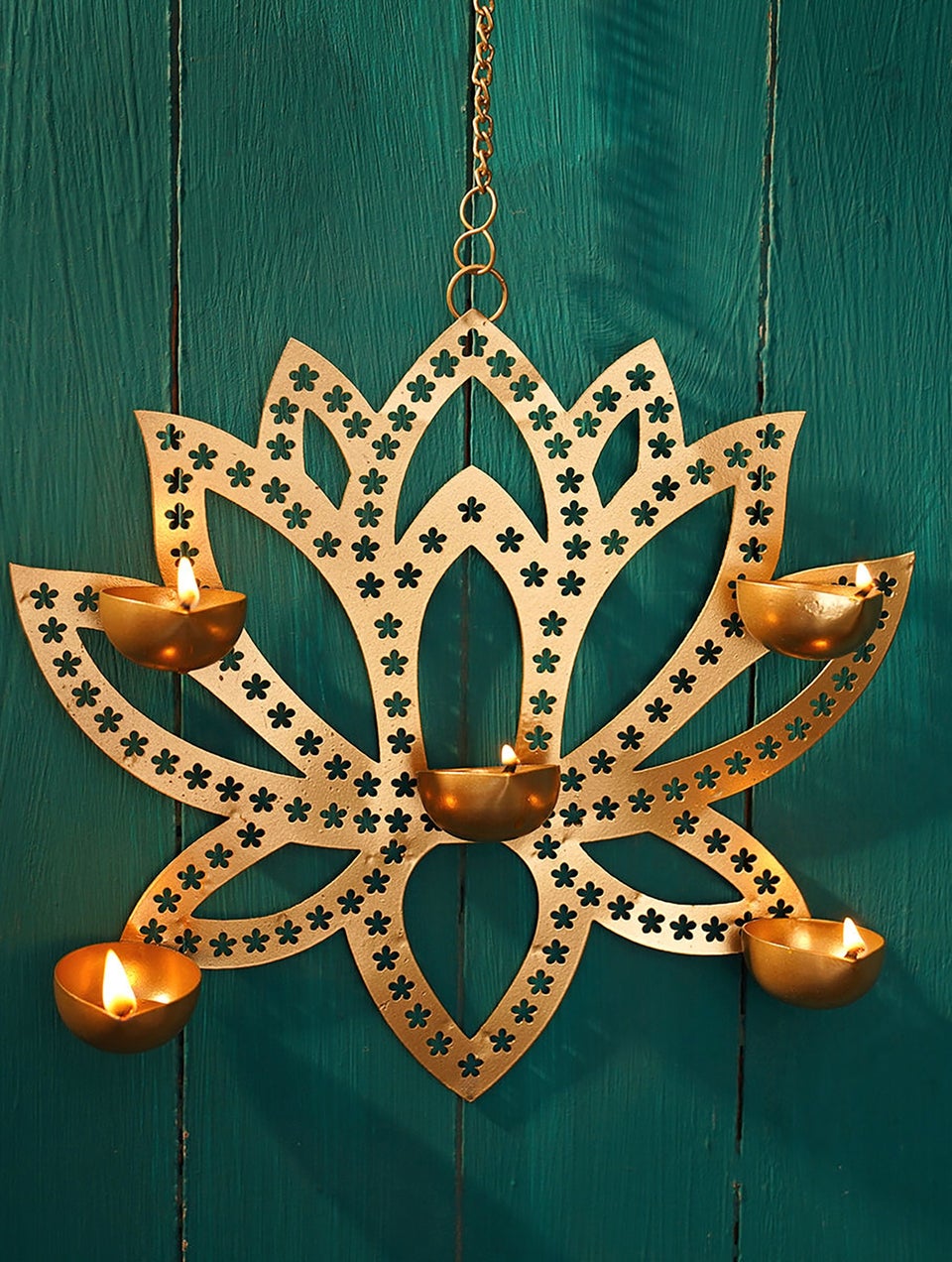 Golden Lotus Metal Hanging Lamp