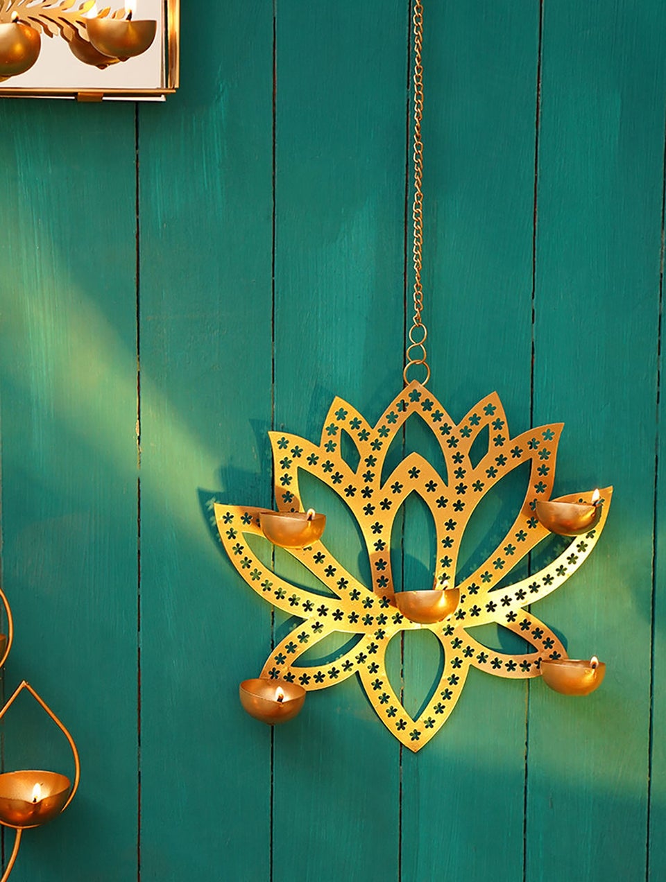 Golden Lotus Metal Hanging Lamp