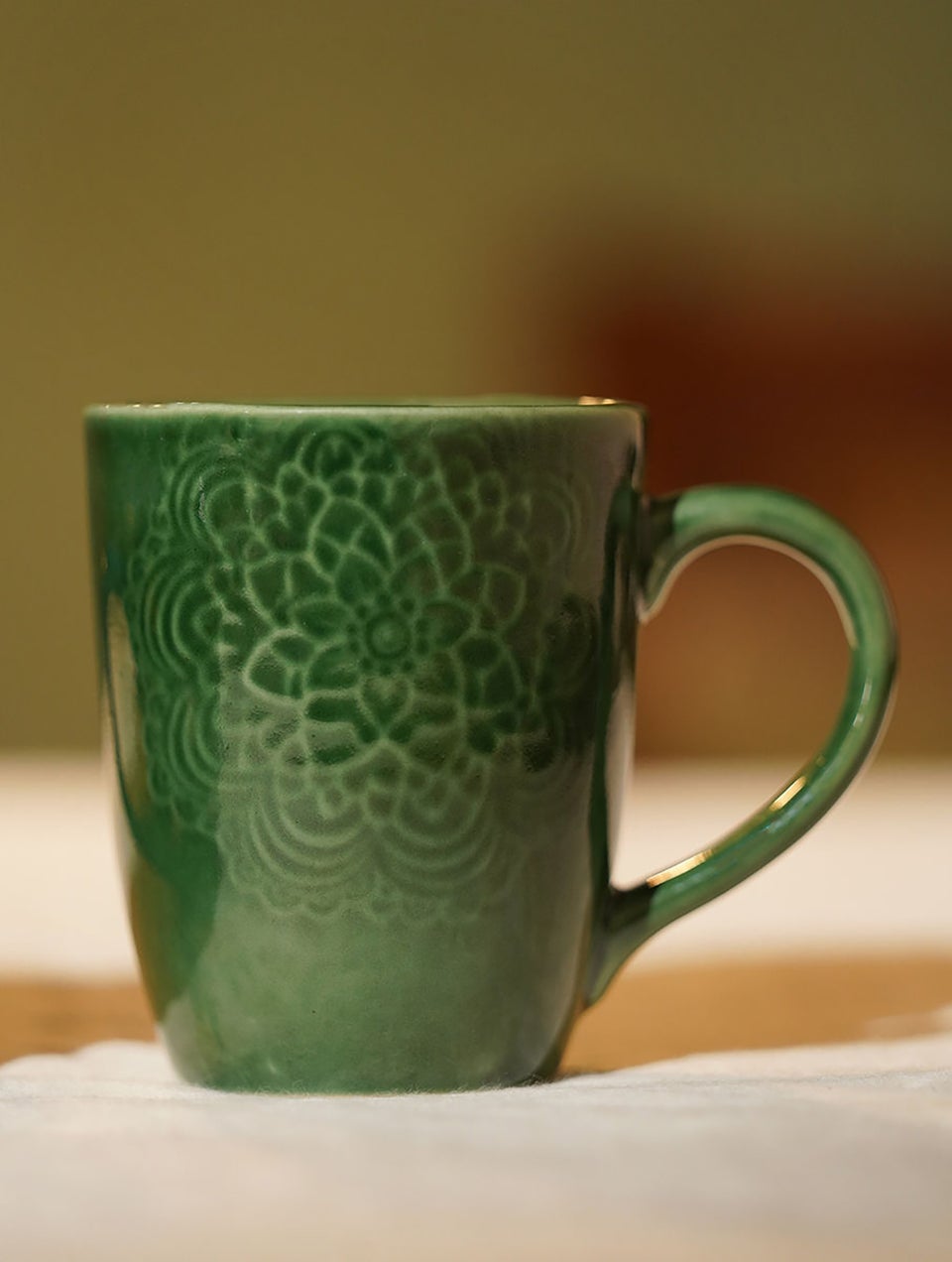 Handcrafted Green Ceramic Mug