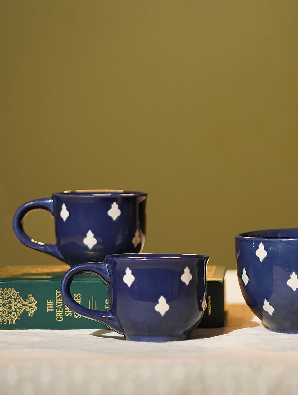 Handcrafted Peacock Blue Ceramic Tea Cup