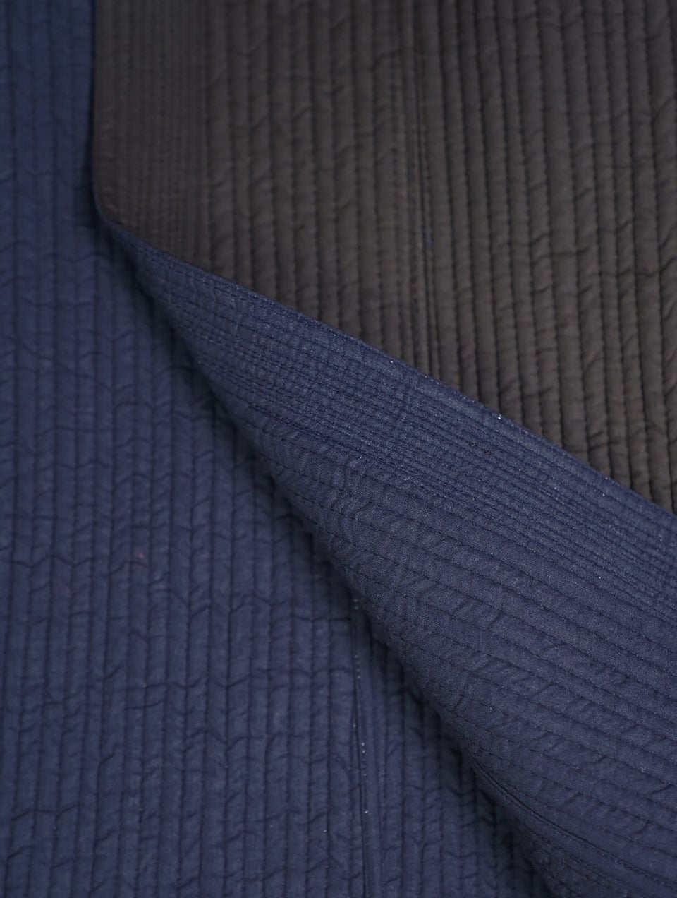 Women Grey Indigo Cotton Quilted Reversible Jacket - XS