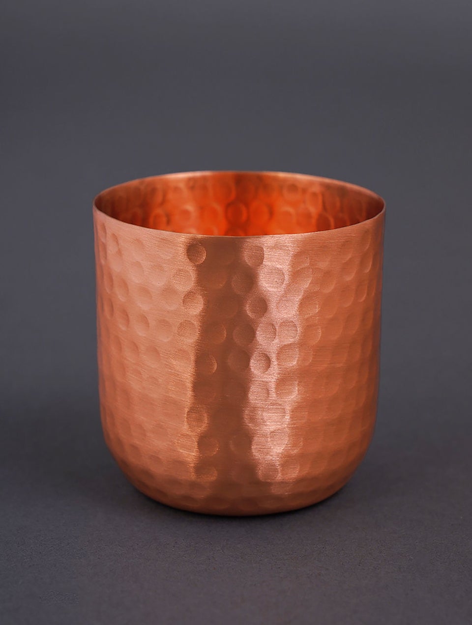 Copper And Brass Lota With Lid And Glass