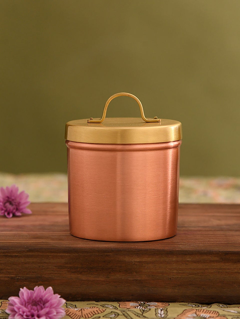 Brass and Copper Cannister with Lid