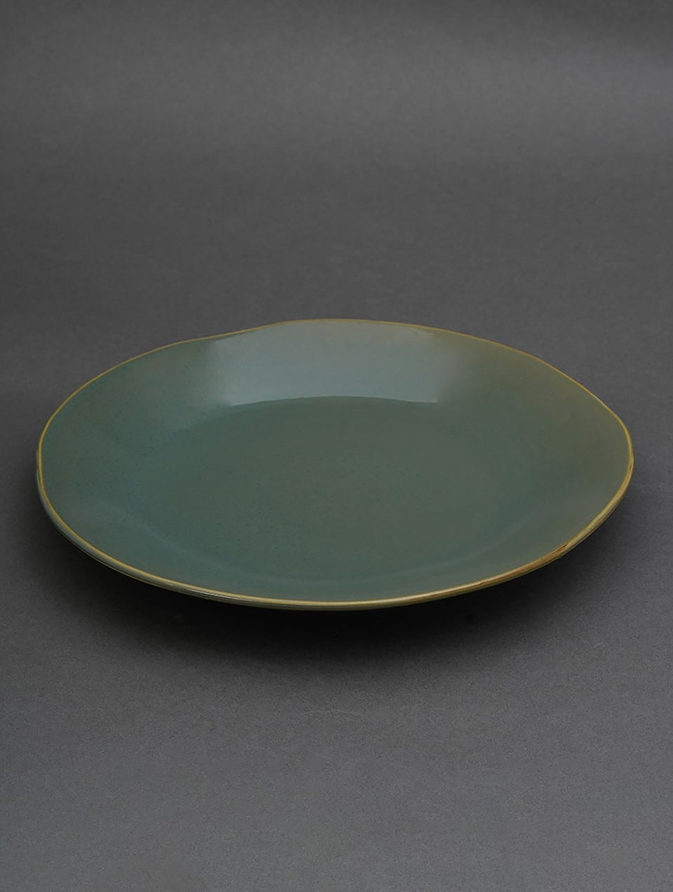 Lustrous Jade Organic Shaped Stoneware Dinner Plate