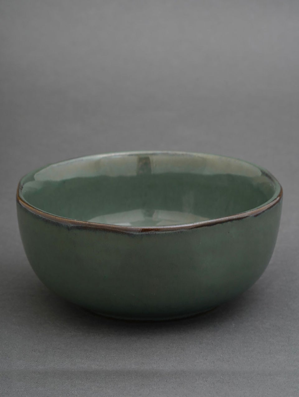 Lustrous Jade Organic Shaped Stoneware Breakfast Bowl