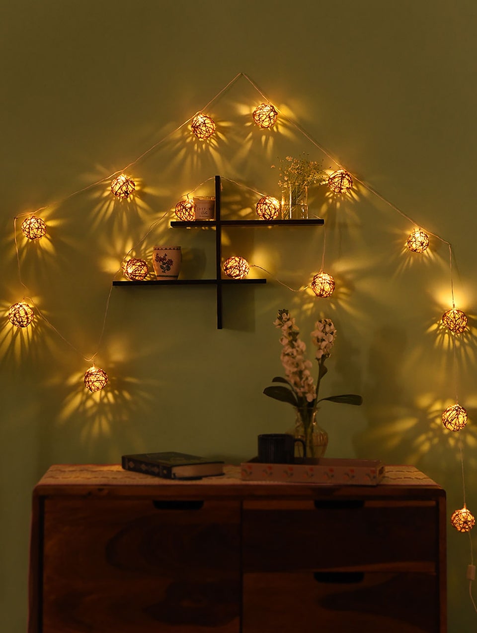 Natural Brown Decorative Jute String Light In A Gift Box