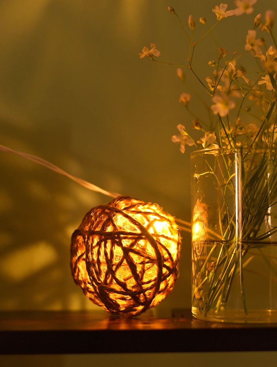 Natural Brown Decorative Jute String Light In A Gift Box