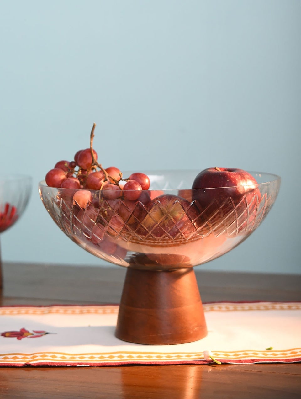 Glass And Wooden Fruit Bowl