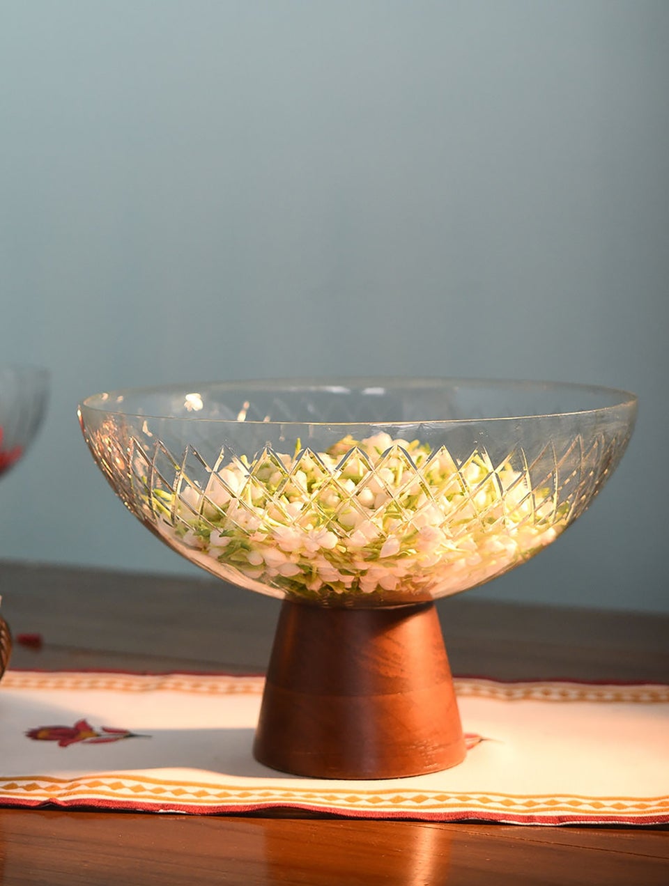 Glass And Wooden Fruit Bowl