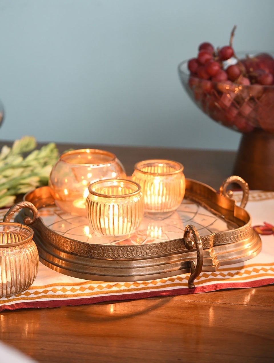 Metal And Glass Decorative Tray