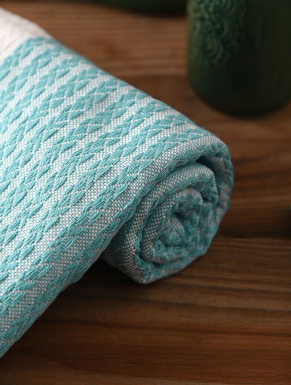 Aqua Cotton Handloom Bath Towel