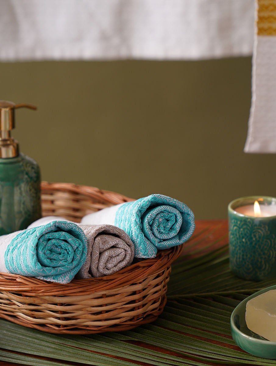 Aqua and sale brown towels