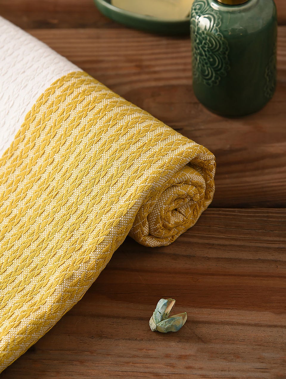 Yellow Cotton Handloom Bath Towel