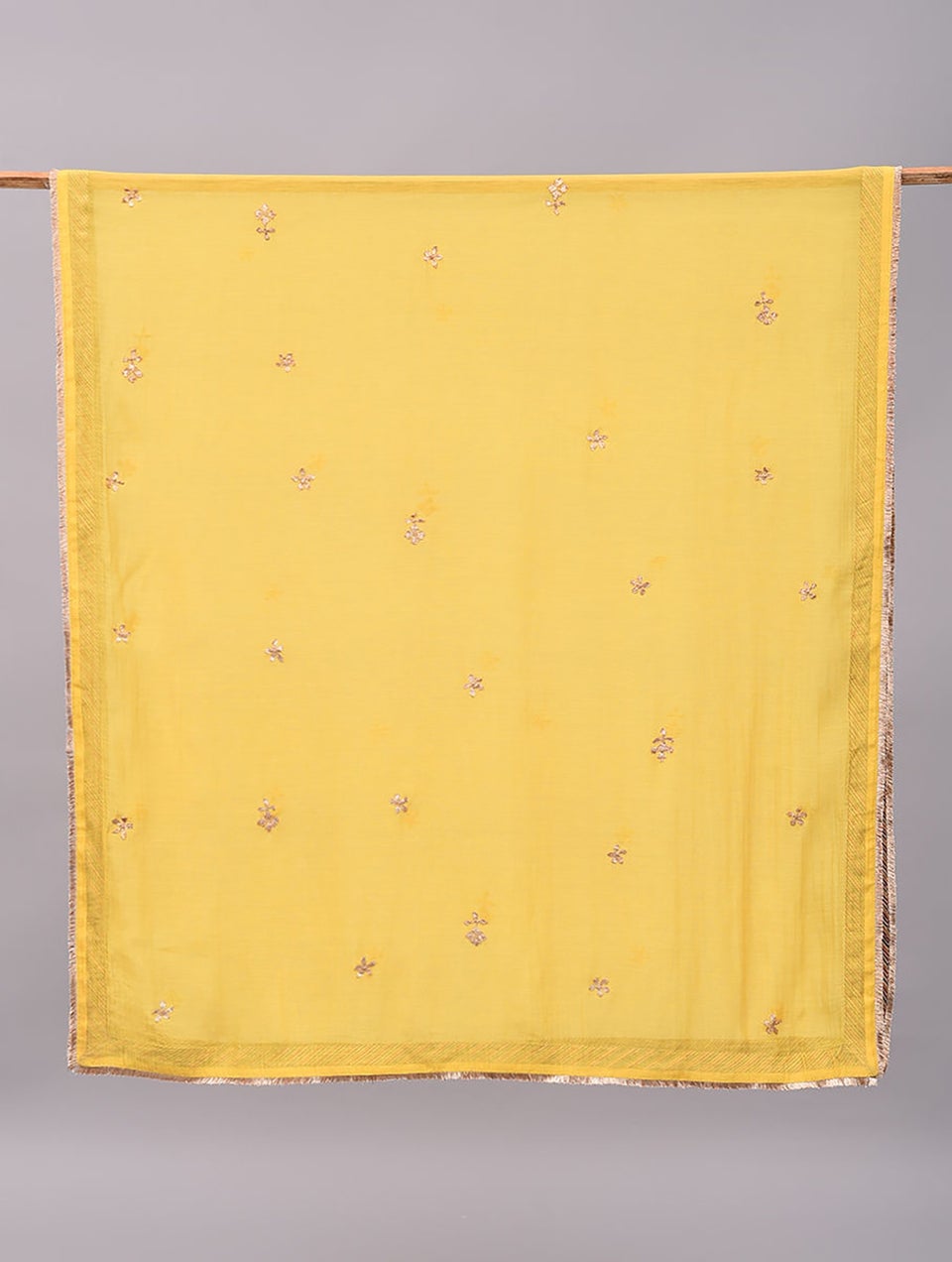 Women Yellow Gota Embroidered Silk Cotton Dupatta
