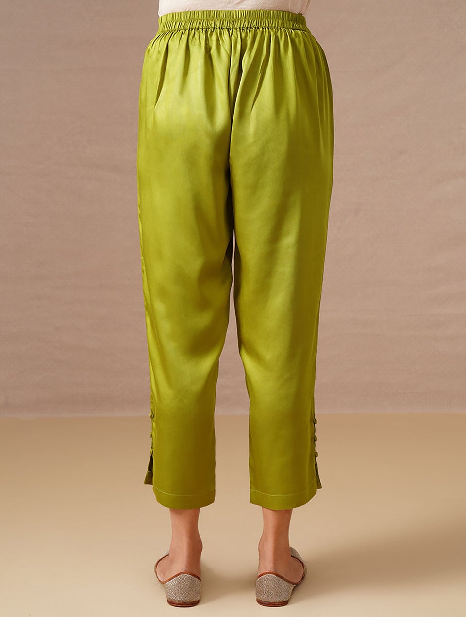 Lime Elasticated Waist Modal Pants - XS