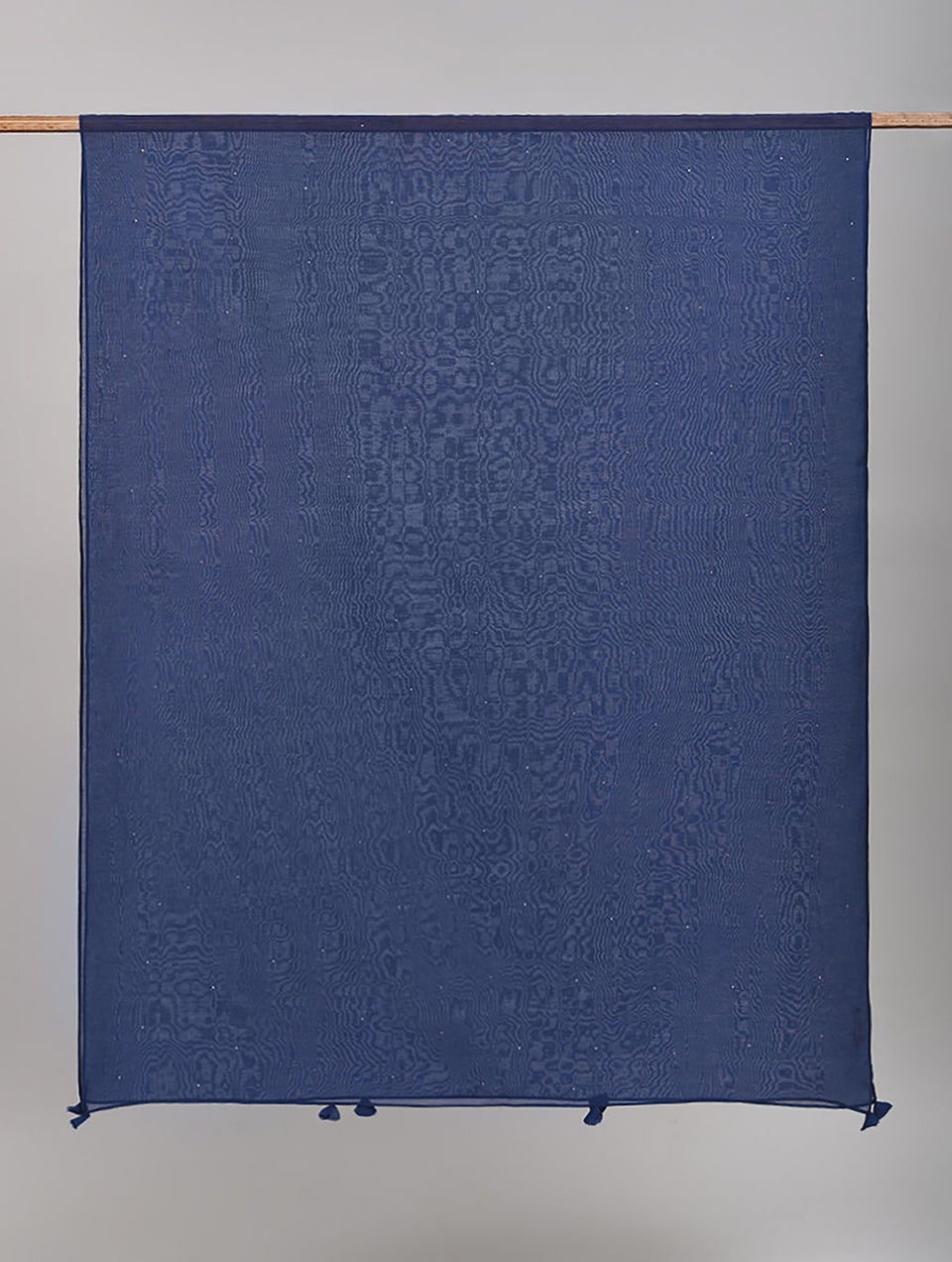 Women Blue Silk Cotton Dupatta With Mukaish And Tassels