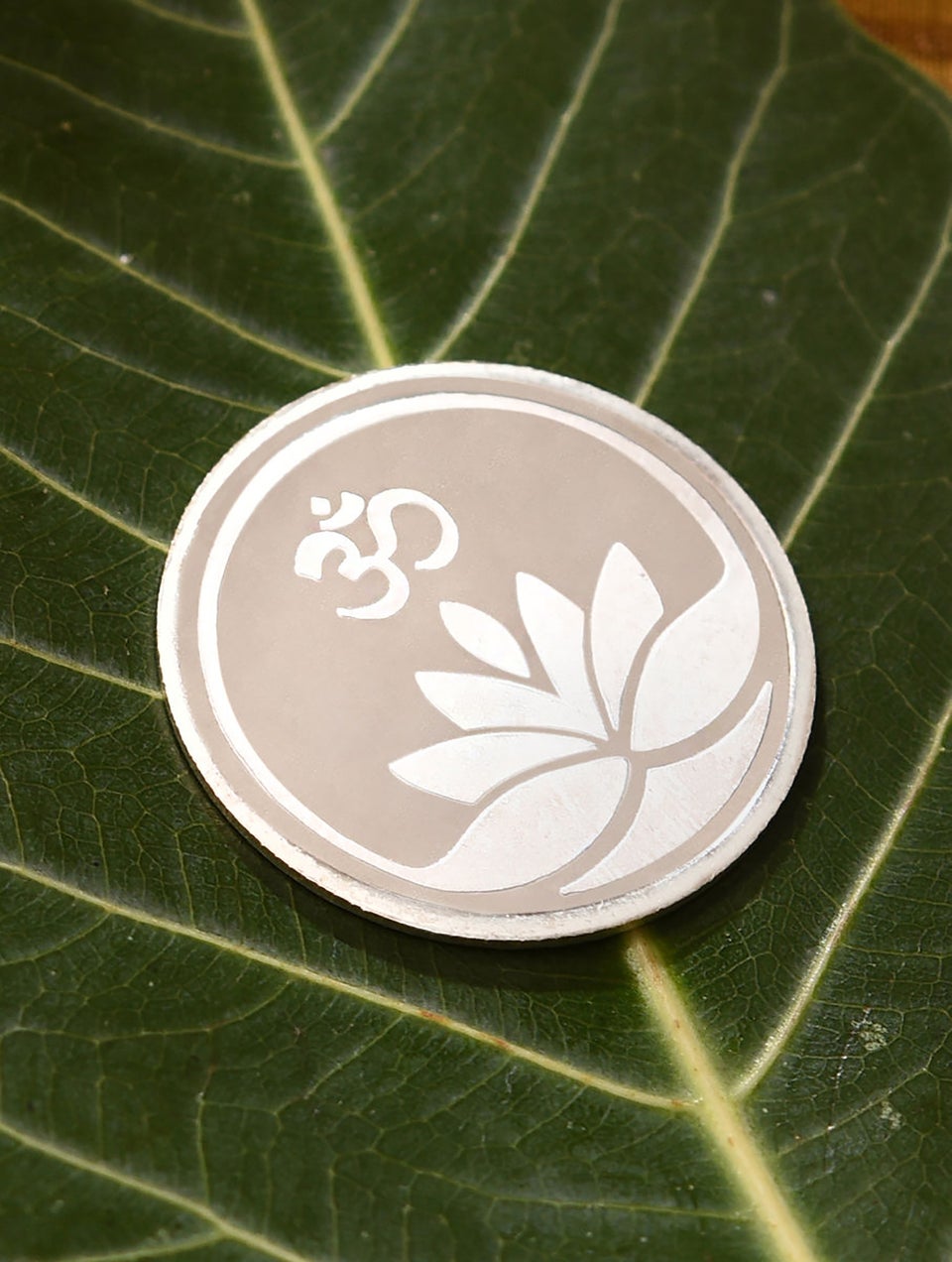 Lotus with Om Silver Coin