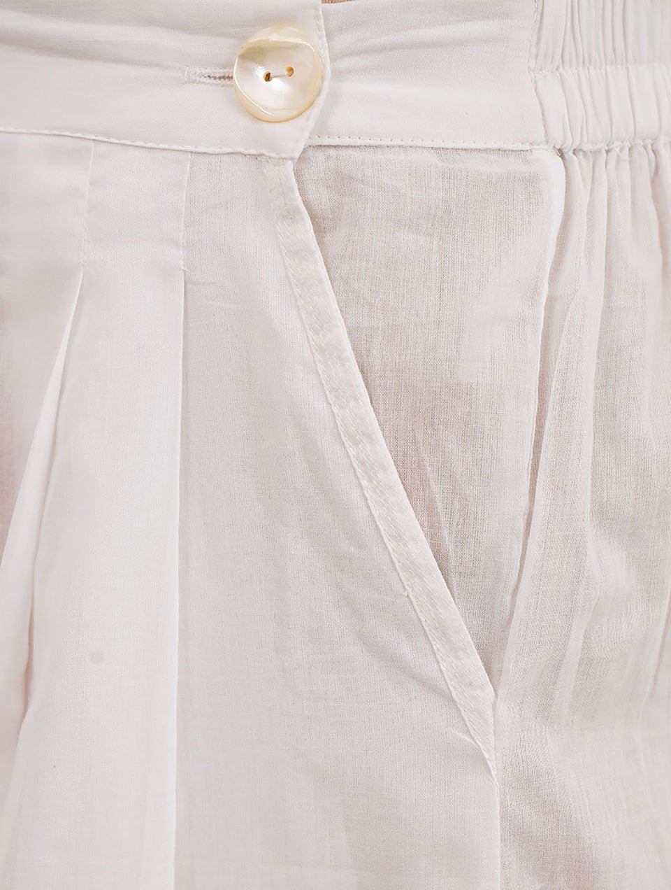 White Elasticated Waist Cotton Culotte - XS