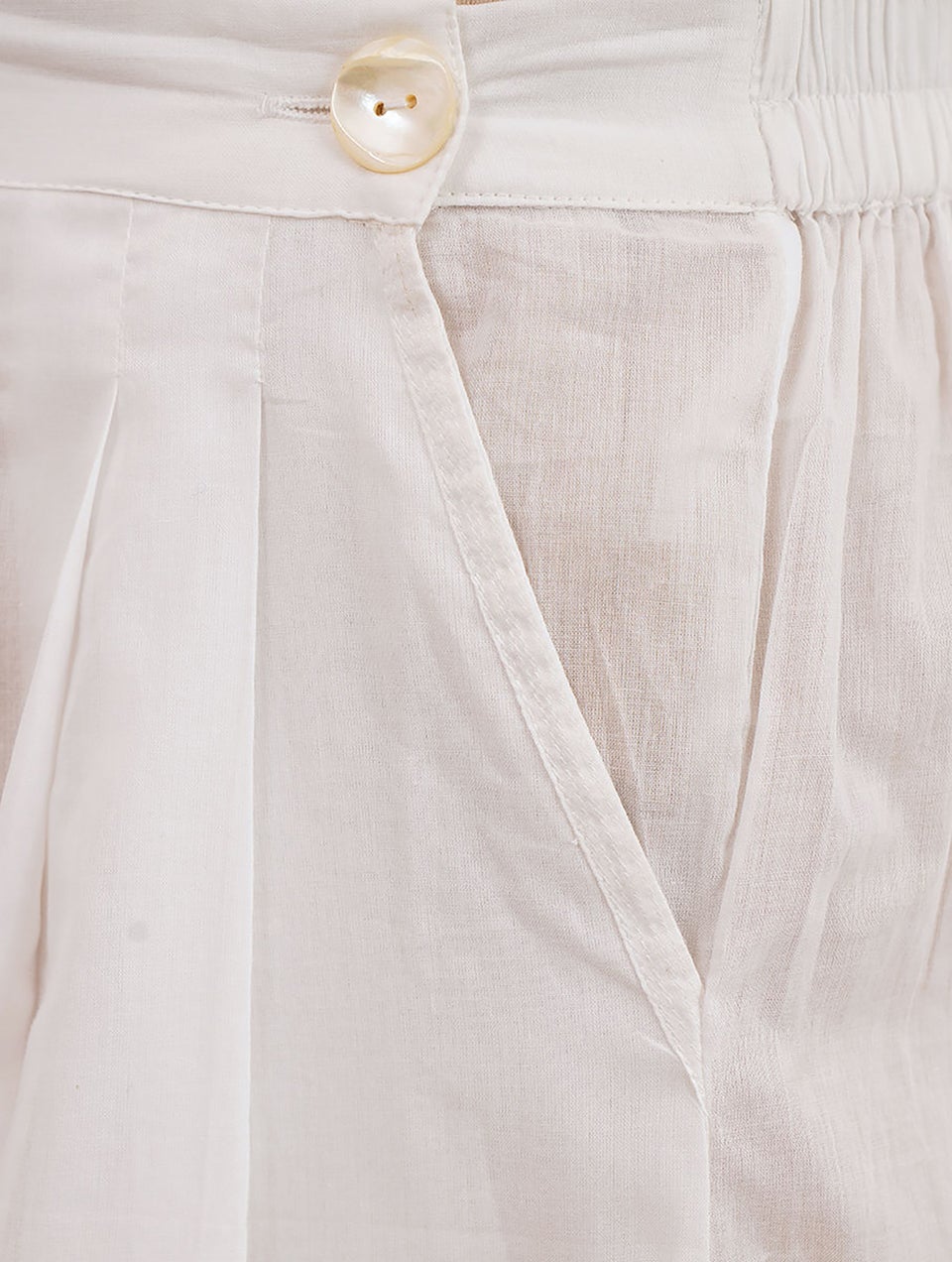 Women White Cotton Capri Length Cullotte - XS