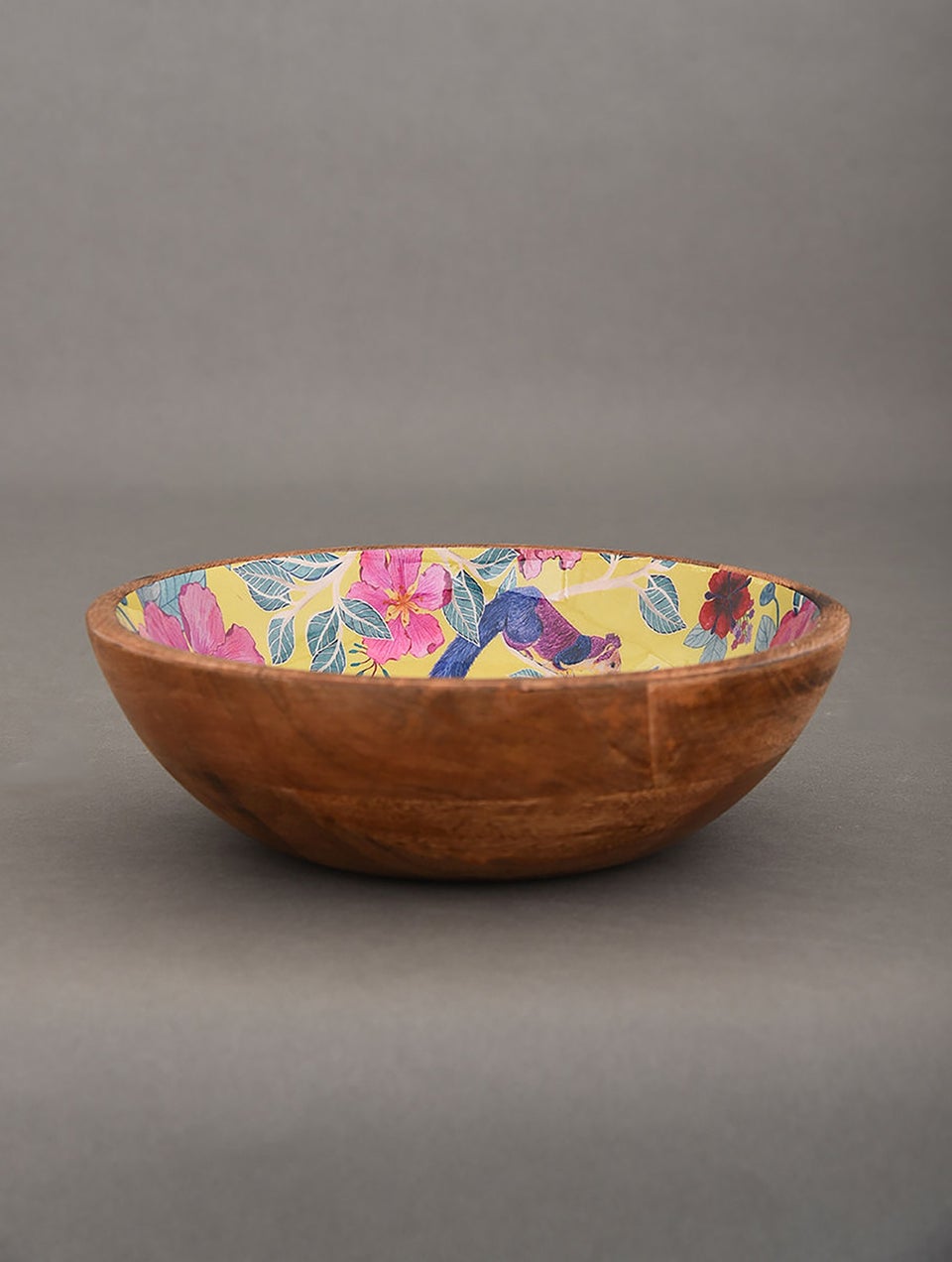 Metallic Treasure International   Handcrafted Decal Wooden Serving Bowl