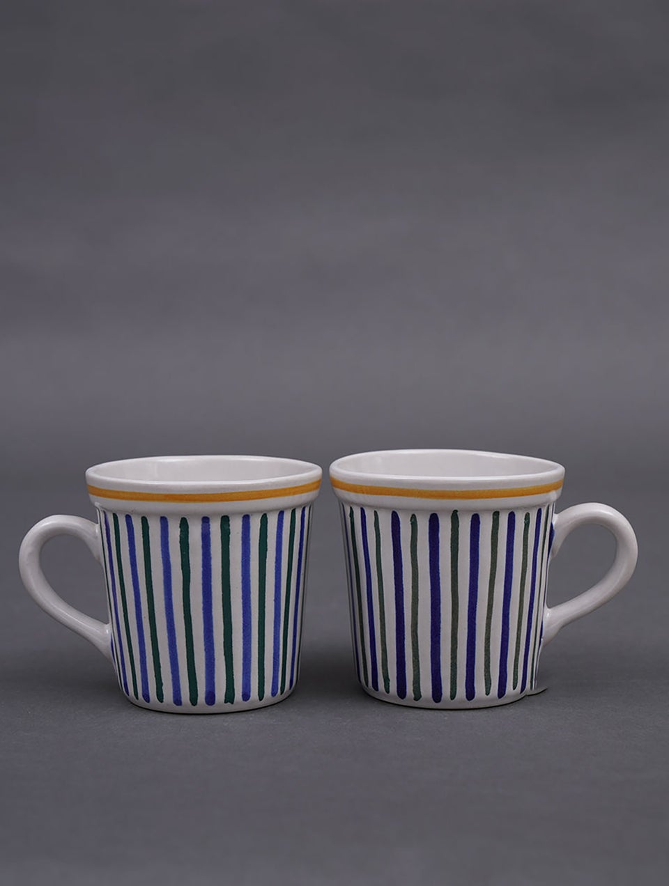 Handpainted Ceramic Ribbed Mugs
